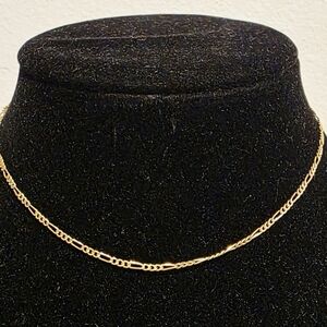 Solid 14" Yellow Gold Figora Chain Necklace  14" x 2mm New